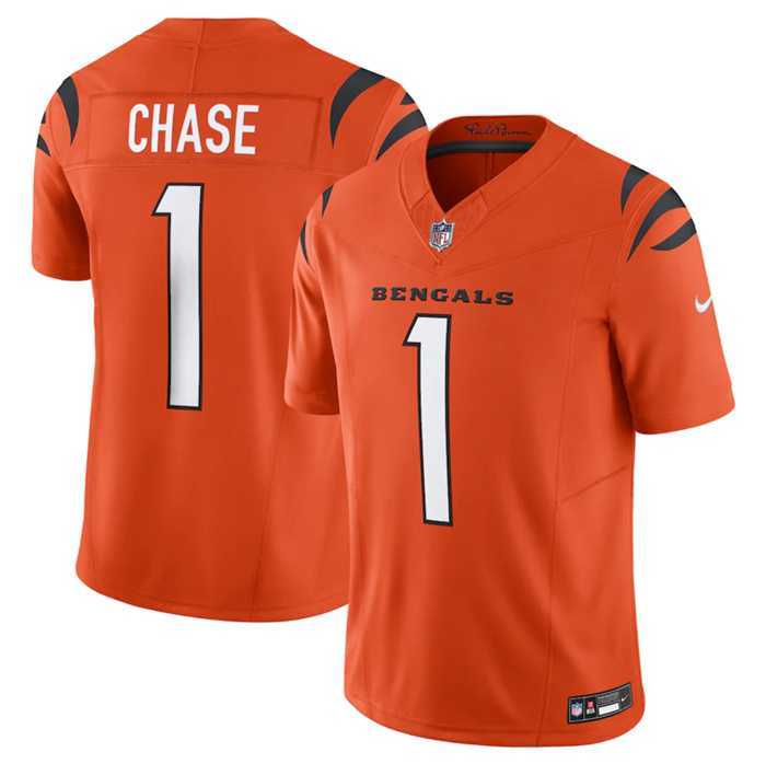 Men & Women & Youth Cincinnati Bengals #1 JaMarr Chase Orange 2023 F.U.S.E. Vapor Untouchable Limited Stitched Jersey